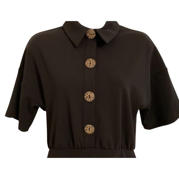 NWT ASOS Stretch Poly Short Sleeve Mini Dress Size 4 Small Black - Picture 6 of 8